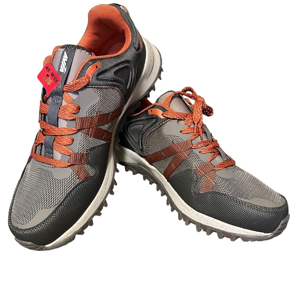 NIB Avia Trail Running Shoes Mens 11.5 Grey Orange 4E Wide Rugged Trail Sneakers